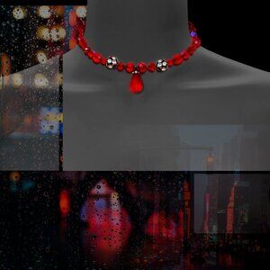 NECKLACE Choker Pendant Passionately Red